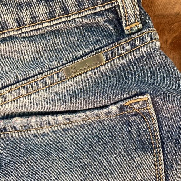 KanCan Pastel/rainbow Thread High Rise Distressed Cotton Frayed Hem Denim Shorts - Picture 7 of 16